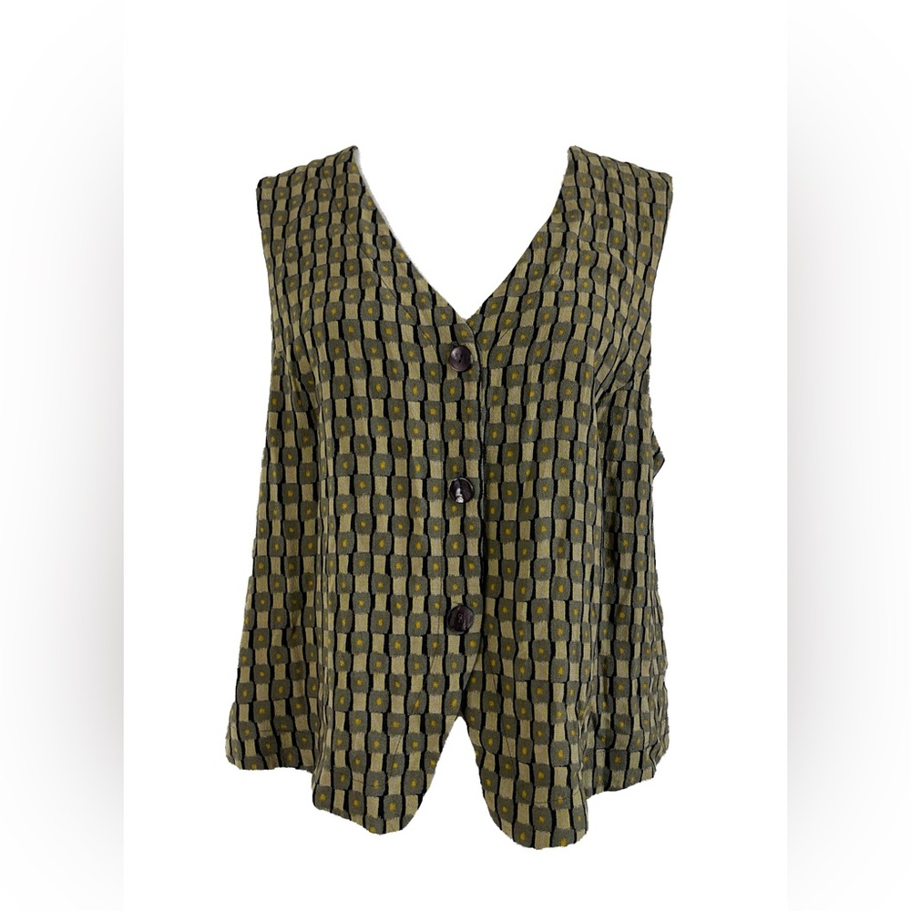 Vintage 80’s Green and Black Women's Top